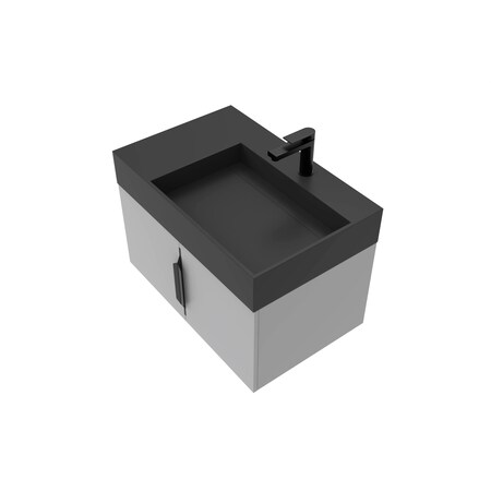 Castello Usa Amazon 30-inch Gray Right Vanity Set with Black Top and Black Handles CB-MC-30G-BL-2056R-BL